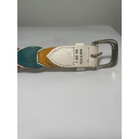 Braided Belt With Silver Buckle Multicolor Genuine Leather - Picture 5 of 7